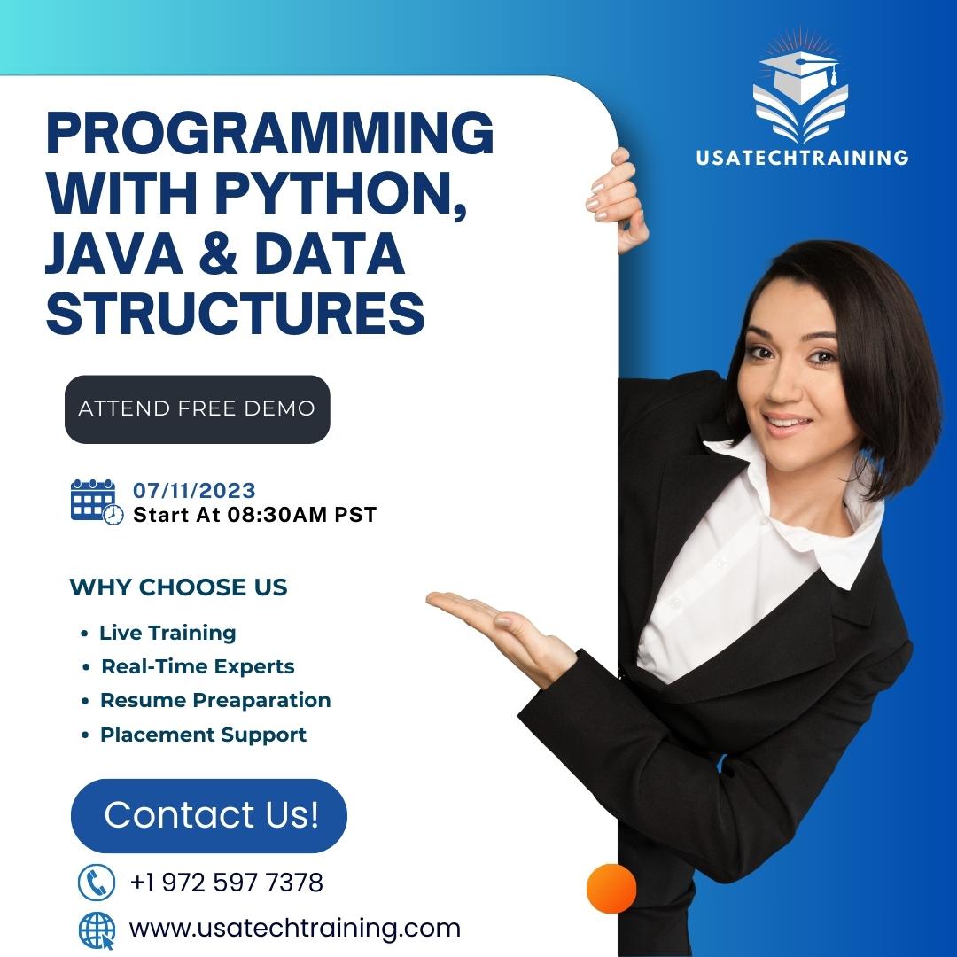 usatechtraining's tweet image. 📢 Join us for a Demo Session!
Learn Programming with Python and Java - Specialization Date & Time: Tuesday, November 7, 2023
Register now at usatechtraining.com and secure your spot!
#ProgrammingSpecialization #PythonJava #DataStructures #DemoSession #CodingSkills