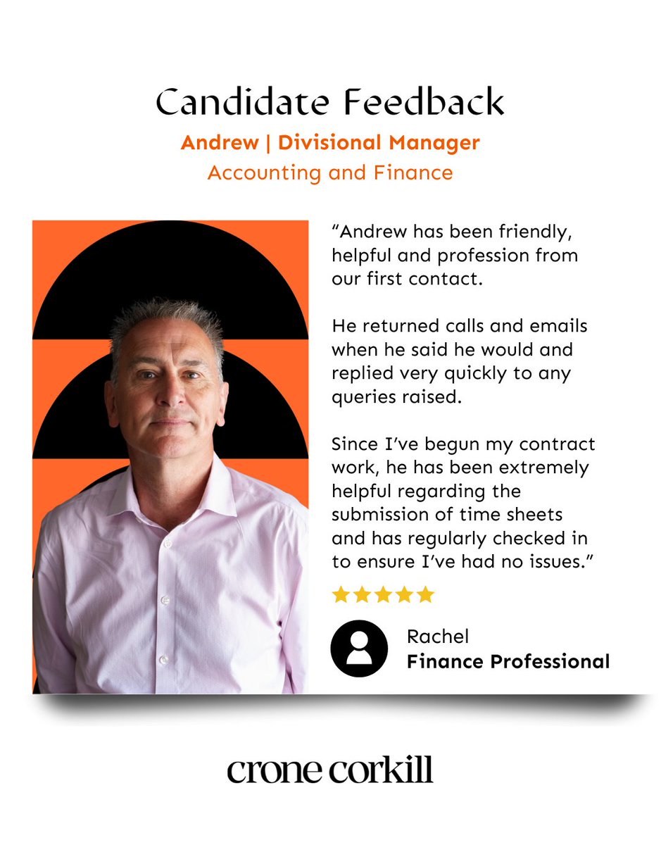 Andy’s candidates' feedback speaks volumes about his amazing service in placing the best people in London’s #Finance roles.

Lovely words like these are a testament to his partnerships.