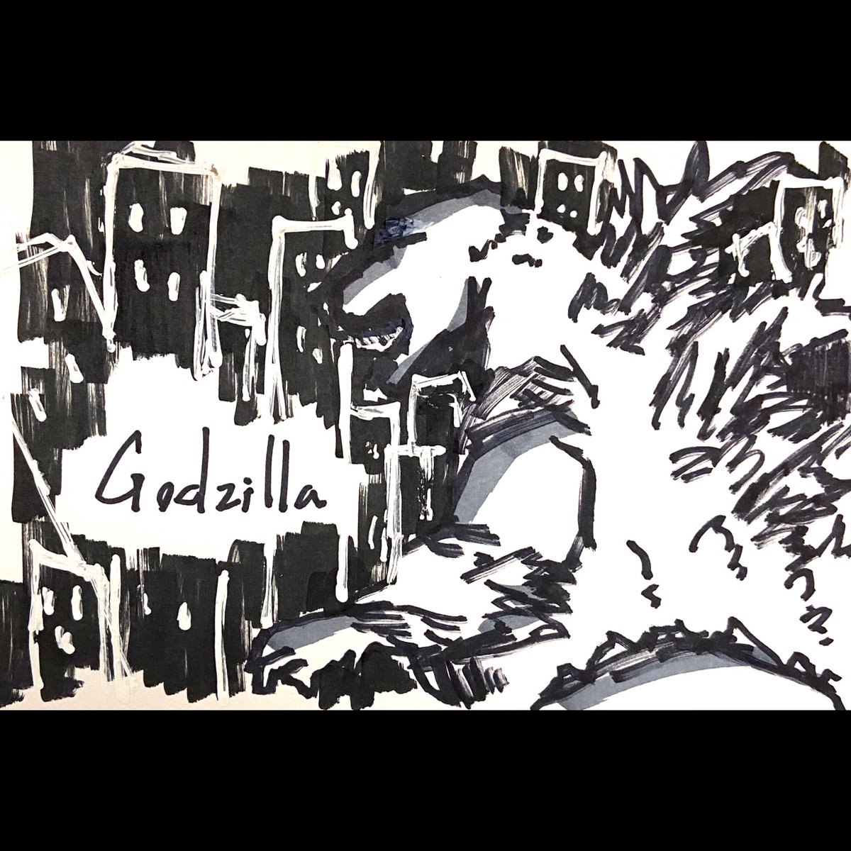 70周年!
黒マーカーでぶわっと描きました。
#ゴジラ #Godzilla #GodzillaDay 