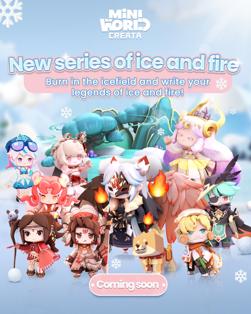MiniWorld_EN's tweet photo. ๐ข Four day countdown to the Icefields release! The Warm Winter of Ice and Fire - a brand new skin series is about to be released!๐ฅPlus, there are two mount companions waiting for you!Who is your favorite character to use on the upcoming arctic journey?
#MiniWorld #MiniSnow https://t.co/sz2H0oTYpF