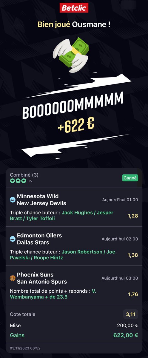 YousFoot's tweet photo. Merci ⁦@Betclic⁩ https://t.co/2e7HdaWwlA