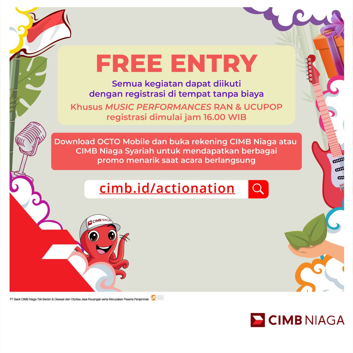 CIMBNiaga's tweet photo. Lengkapi CV mu sekarang, dan sampai bertemu di Kejar Mimpi ACTIONATION 2023 pada hari Sabtu, 11 November 2023 di Pos Bloc Jakarta. 👋🏻
Note: Seluruh rangkaian acara ini FREE.
Info lebih lanjut, kunjungi: https://t.co/vWFfsyk3C0
#CIMBNiaga
#ACTIONATION
#KejarMimpi
#PosBloc https://t.co/SewMmIVGLD