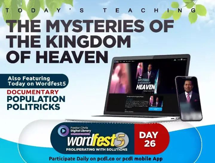 Dannyclint013's tweet photo. WORDFEST 5: DAY 26
Today's Message: The Mysteries of the Kingdom of Heaven
Today's Documentary: Population Politricks
To participate, click; https://t.co/51DGaY7ltb
#wordfest5
#pcdl
#cewebandblogchurches https://t.co/A6v7KH2MeX