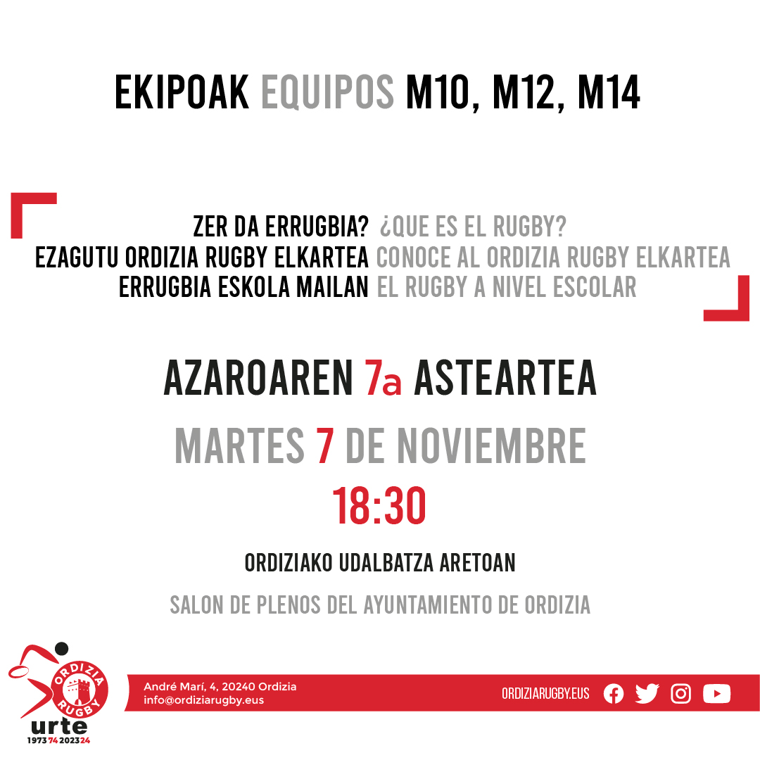 Errugbia ezagutu 🏉

Azaroaren 7a asteartea 📆