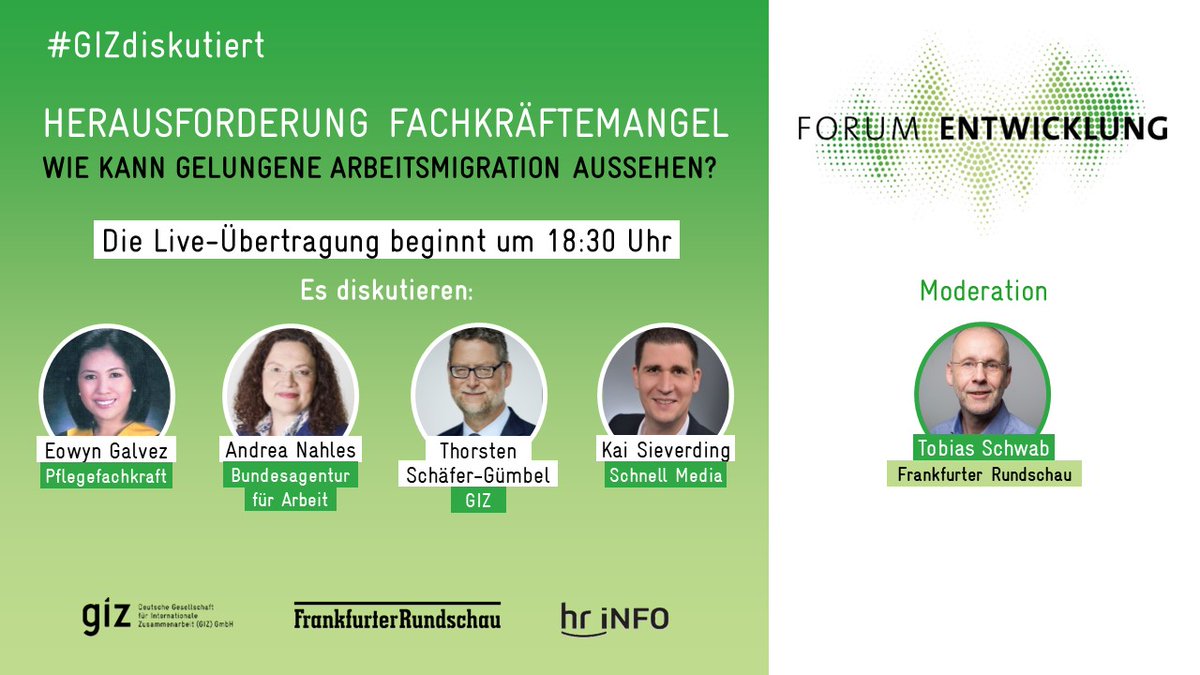 GIZ (@giz_gmbh) on Twitter photo #Event Tipp: Forum Entwicklung zu Herausforderungen und Chancen von #Arbeitsmigration und #Fachkräftemangel in Deutschland 🌍🤝
📅20. November, 18:30 Uhr
📍Museum für Kommunikation Frankfurt
🔗Seien Sie vor Ort dabei oder live via Teams giz.de/de/mediathek/1…
<a href="/fr/">FrankfurterRundschau</a> #Event Tipp: Forum Entwicklung zu Herausforderungen und Chancen von #Arbeitsmigration und #Fachkräftemangel in Deutschland 🌍🤝
📅20. November, 18:30 Uhr
📍Museum für Kommunikation Frankfurt
🔗Seien Sie vor Ort dabei oder live via Teams giz.de/de/mediathek/1…
<a href="/fr/">FrankfurterRundschau</a>