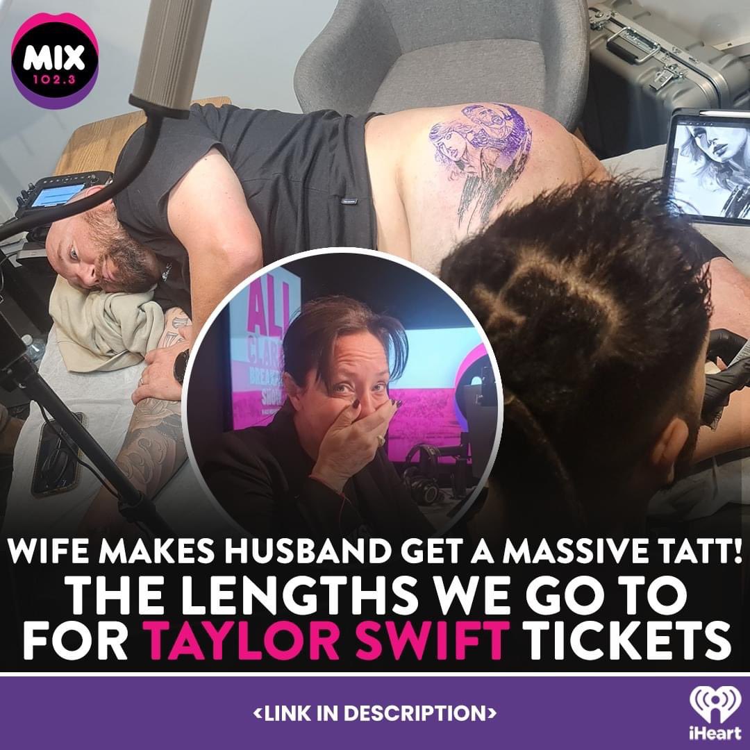 katiemeade's tweet photo. Adelaide Dad gets a Tattoo of @taylorswift13 to try and win tickets for his daughter.
This is commitment.
Listen here>>> https://t.co/yYMSt9e3fu https://t.co/8s4CZ36BUS
