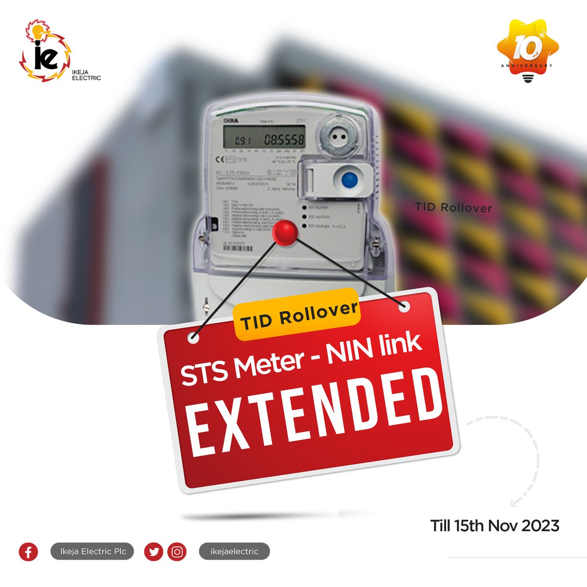 IkejaElectric's tweet photo. Dear Customers,   

Link your NIN to get your meter ready for STS upgrade via https://t.co/hY5yju9P8V https://t.co/EEv3MZYQ64
