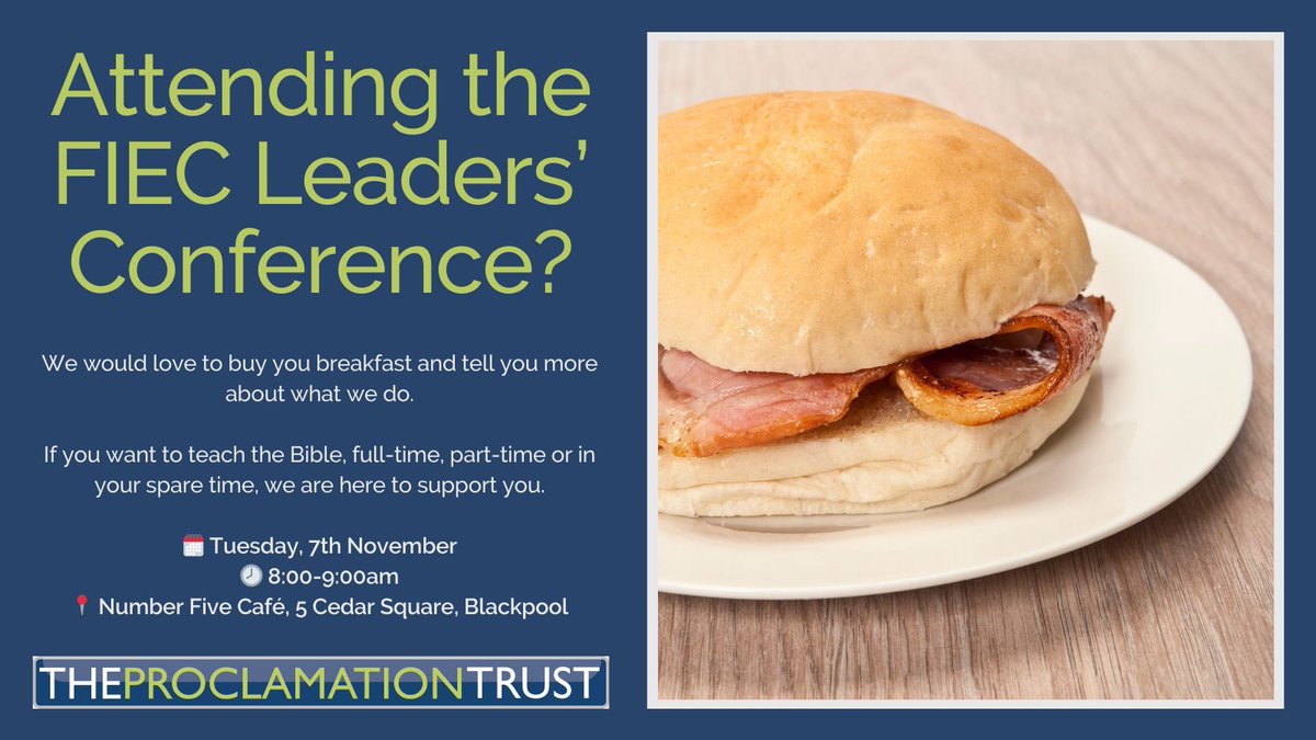 proctrust's tweet image. Attending @theFIEC leaders’ conference? We would love to buy you breakfast and tell you more about what we do and find out how we can serve you.

🗓️ Tuesday, 7th November
🕗 8:00-9:00am
📍 Number Five Café, 5 Cedar Square, Blackpool 

Please visit: buff.ly/3u19BhR