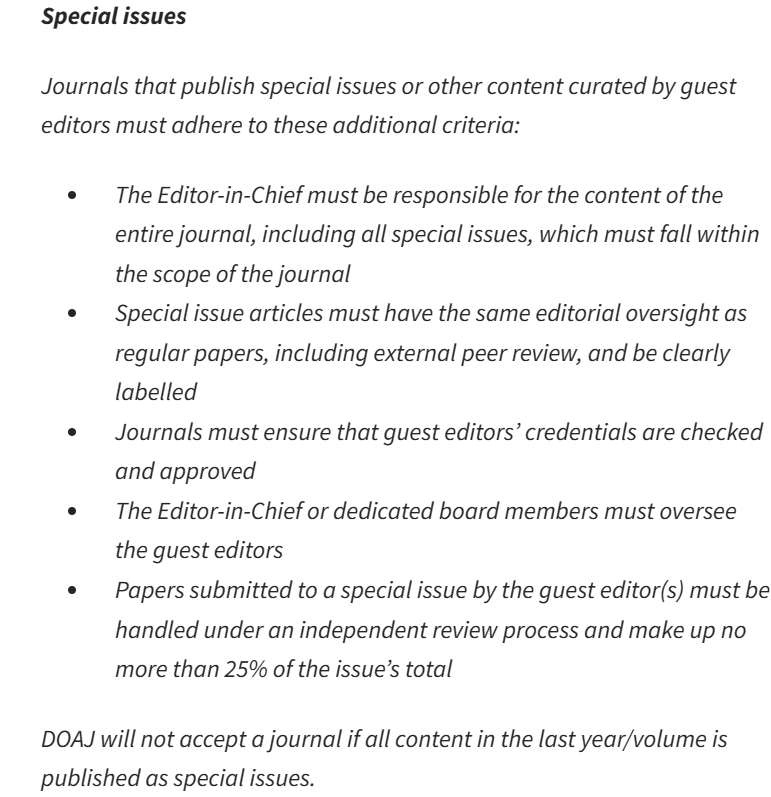RickyPo's tweet photo. DOAJ: New criteria for special issues https://t.co/32PfKJO4bA https://t.co/PSjNT4CJ39