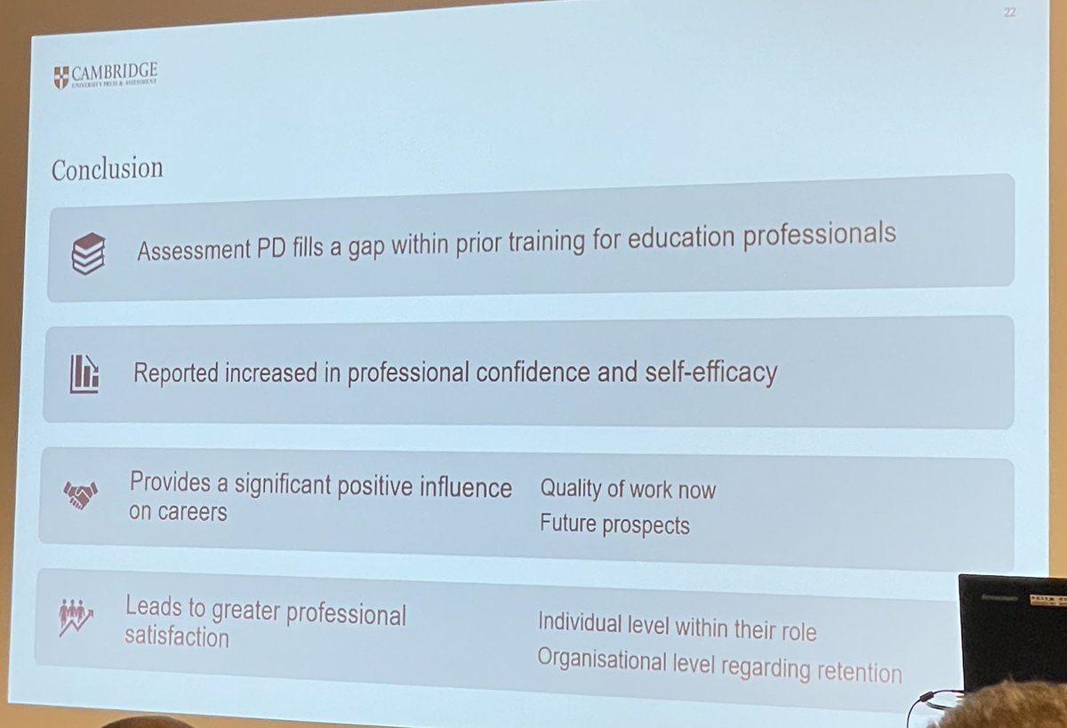 @AEAe_2000 very interesting to learn about the longitudinal development of assessment practitioners via their participation in assessment professional development presenters by Hannah Williams cambridge org
