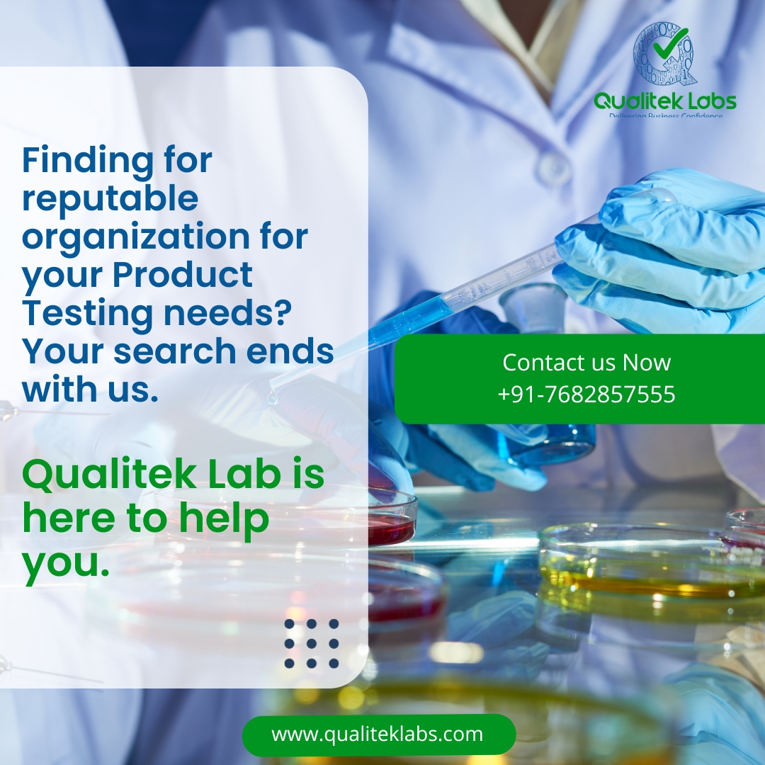 Are you looking for reputable organization for products' quality testing needs??? Look no further! Your search ends with Qualitek Lab. Contact us today to know more.
#QualitekLab #QualityAssurance #TestingLab