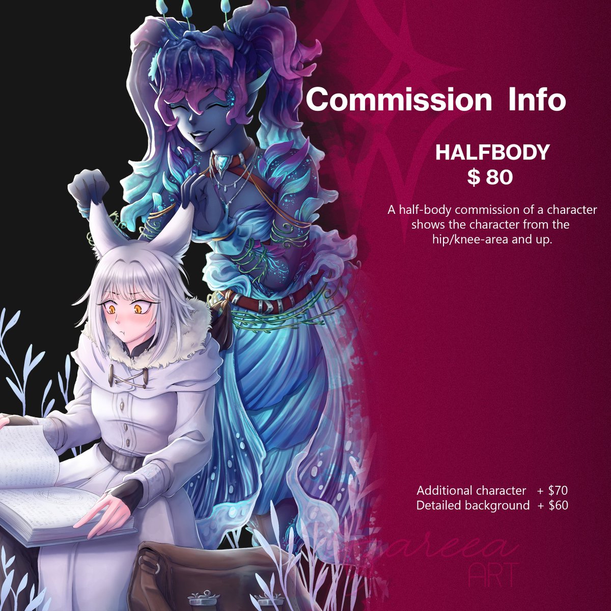 AzareeaArt's tweet photo. I am opening commissions, if you are interested please send me a message. You can see more examples of my work on my profile. I do mostly fantasy character art, I am a huge D&amp;D fan, Final Fantasy XIV player and anime nerd 🌙 https://t.co/JcjvrryWzn