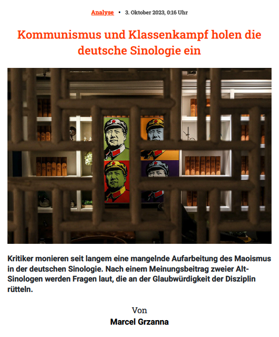 AMFChina's tweet photo. @feiduoli @klamuh Der skandalöse Standpunkt von #Heberer und Schmidt-Glintzer in der NZZ hatte bereits Fragen aufgeworfen, welche laut Grzanna @asienreporter "an der Glaubwürdigkeit der Disziplin rütteln." Es sollte jedem klar sein, dass an einer Reform der #Sinologie kein Weg vorbei führt /5 https://t.co/uEE4sU9OhB
