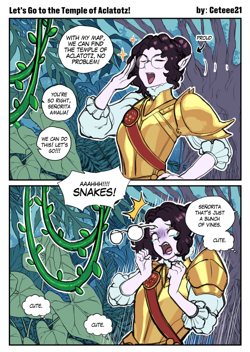 Amalia and the Queen's Bay Company employees decided to go to the Temple of Aclatotz.

"Amalia lived a very sheltered life, having been used to being surrounded by books and peace, rather than the untamed savage wilds."

#MTGLCI