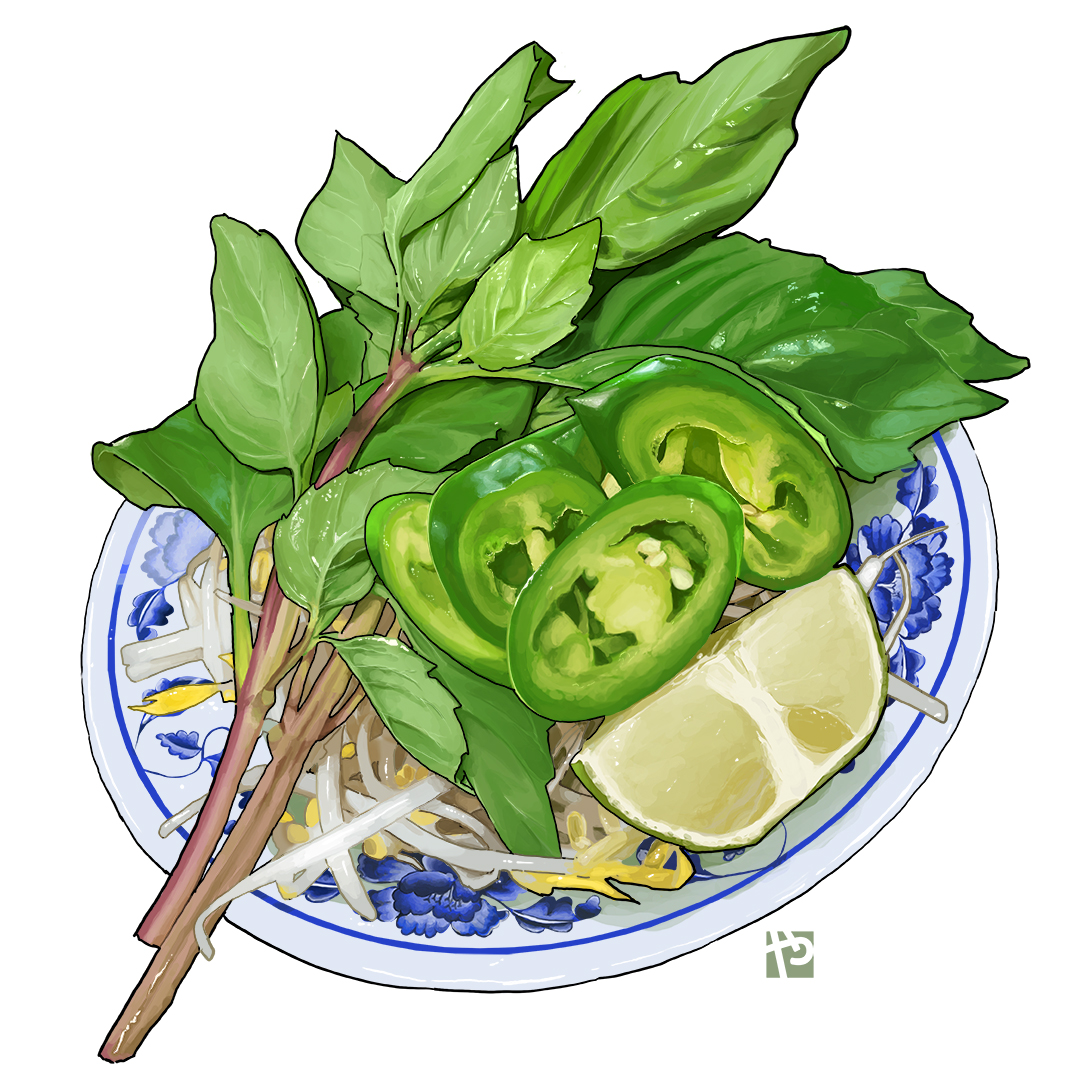 October is a special month for me, its the month that I started drawing food illustrations. Here are some of my fave's that I drew back in the days. The pho and the garnish is probably one of the most popular items that sells out at most conventions I go to too 😂
