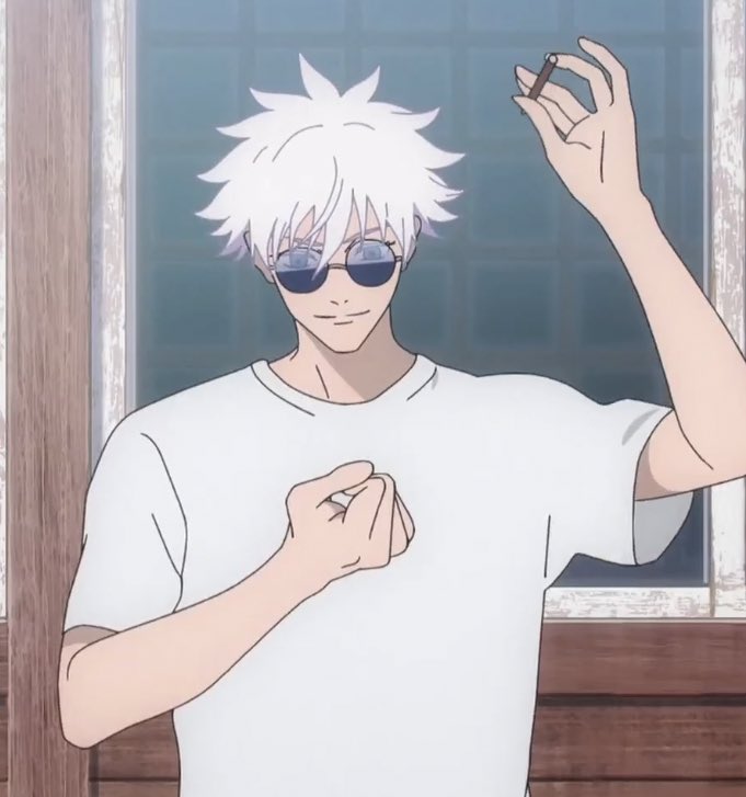 dailygojou's tweet photo. YOU'VE GOT THAT LONG HAIR, SLICKED BACK, WHITE T-SHIRT https://t.co/R4jN59g3OF