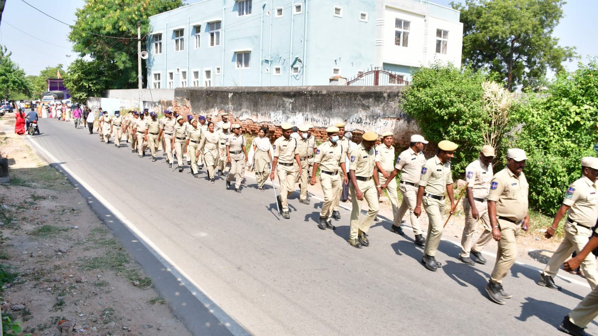 Conducted flag march in Bhongir Town of Rachakonda. The flag march was conducted to build confidence among the voters to exercise their franchise without any fear, while warning stringent action against mischief mongers.