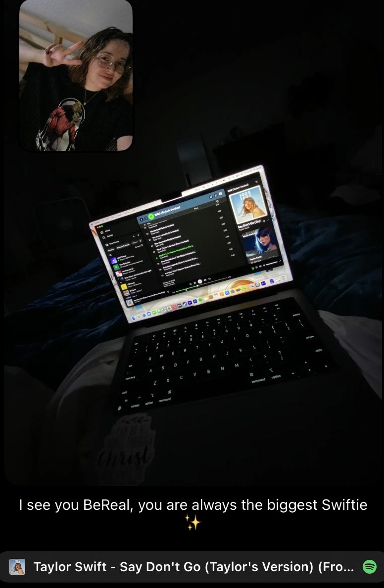 AshNicky90's tweet photo. I see you @BeReal_App, y’all are really the biggest Swifties. #TaylorSwift1989 #TaylorsVersion #bereal https://t.co/bsdwxlkjRM