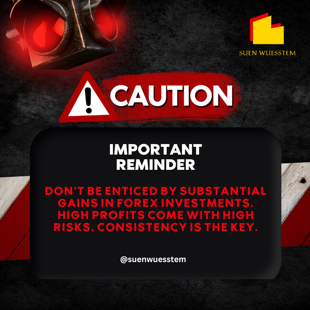 🚨 Caution: Don't be lured by big profits in forex trading. The greater the reward, the greater the risk.

📈 Stay consistent, it's the key.

#NFTCommmunity #nftcollector #suenwuesstem #ForexTrading #ForexInvesting #RiskAndReward