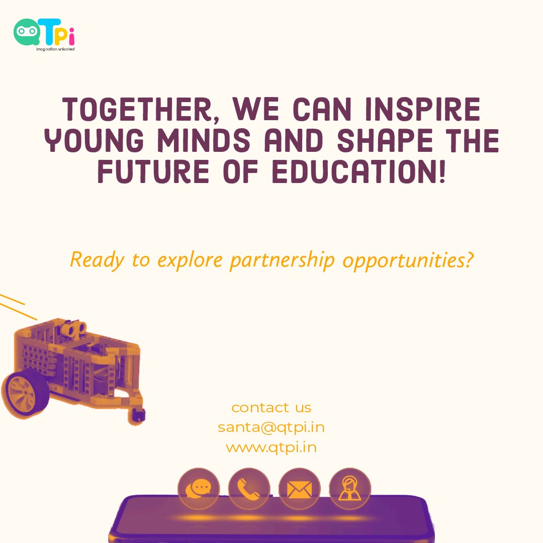 Be a #QtPi Partner in #Edtech K12 

Share your brief profile to the email id mentioned in the creative. 

Connect to collaborate. 

#robotickit #ai #coding #roboticsforkids #aiforkids #codingforkids #STEMeducation #bangalore #buildingblocks #partners #qtpi #innovation #creativity