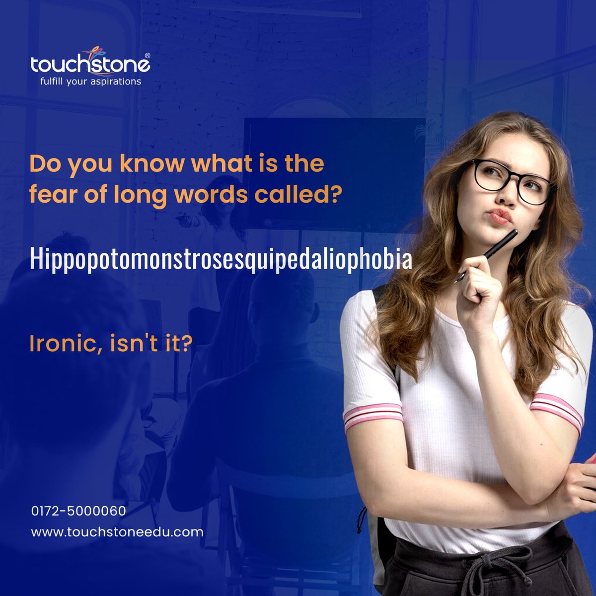 Do you have this phobia? Let us know in the comments below.
#Touchstoneonline #touchstoneedu #TouchstoneEducationals #touchstone #englishvocabulary #englishlanguage #spellingchallenge #spelling #englishteaching #englishquiz #englishclass