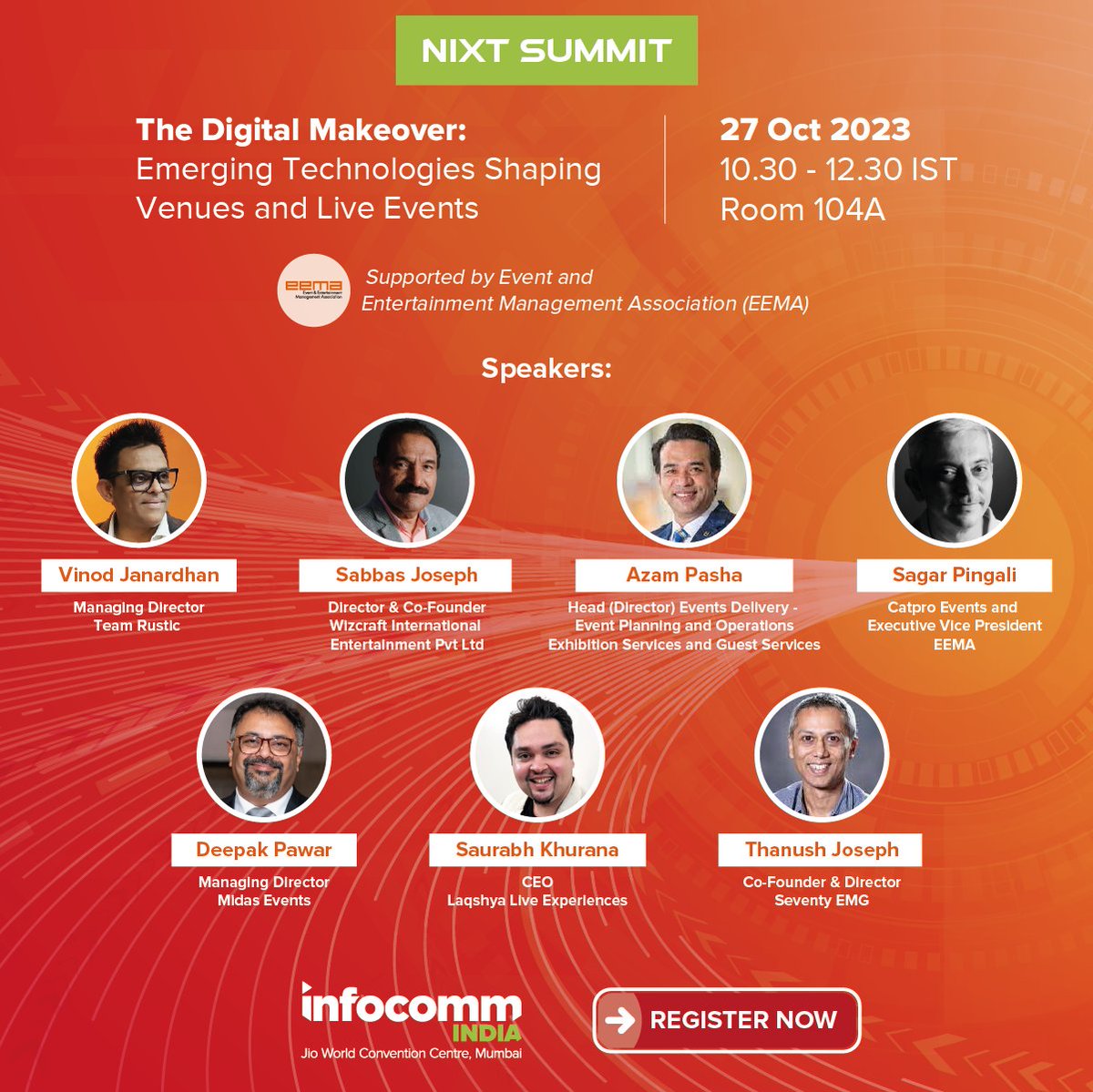 InfoCommIndia's tweet image. Final day for you to engage in insightful discussions.
*Please note that the summit information is correct at time of banner design.
Check out -  hubs.li/Q026W-Pg0 
#InfoCommIndia2023 #ProAVTechnology #industry #Conference #DigitalTransformation #TradeShow #speaker #summit