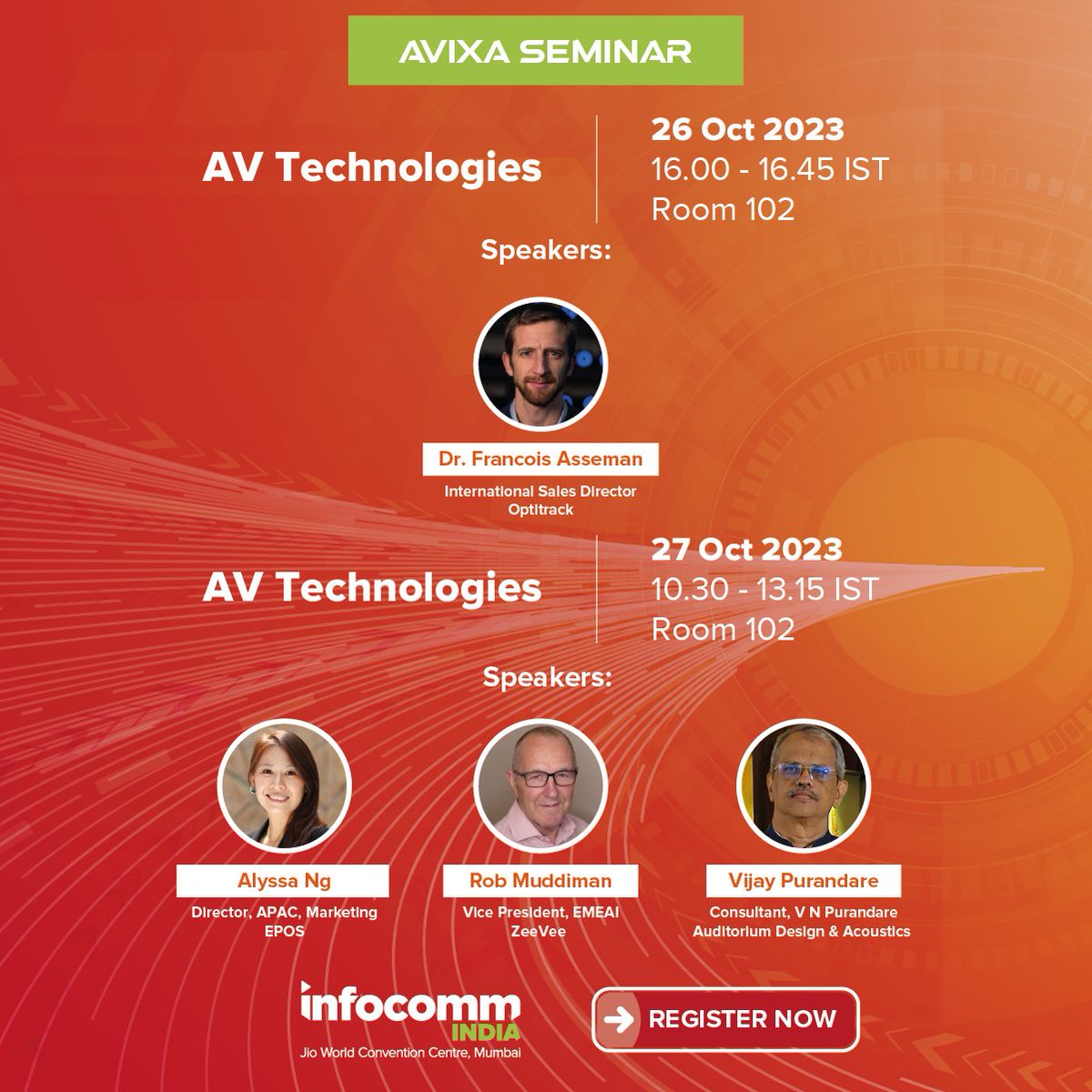 InfoCommIndia's tweet image. Final day for you to engage in insightful discussions.
*Please note that the summit information is correct at time of banner design.
Check out -  hubs.li/Q026W-Pg0 
#InfoCommIndia2023 #ProAVTechnology #industry #Conference #DigitalTransformation #TradeShow #speaker #summit
