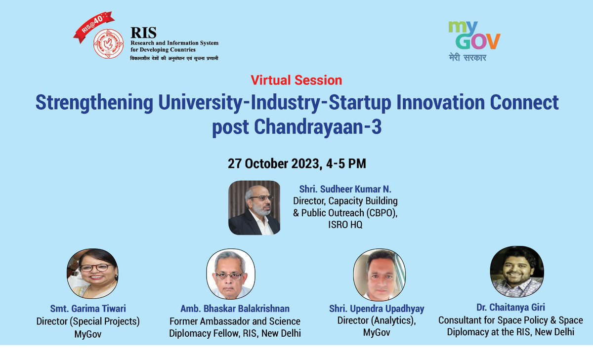 🚀Exciting Opportunity Alert! Calling all students to participate & explore the future of space innovation. Join our virtual session on 'Strengthening University-Industry-Startup Innovation Connect'🌌🔬#UniversityConnect 
Register Now!➡️ bit.ly/3MdMkPJ