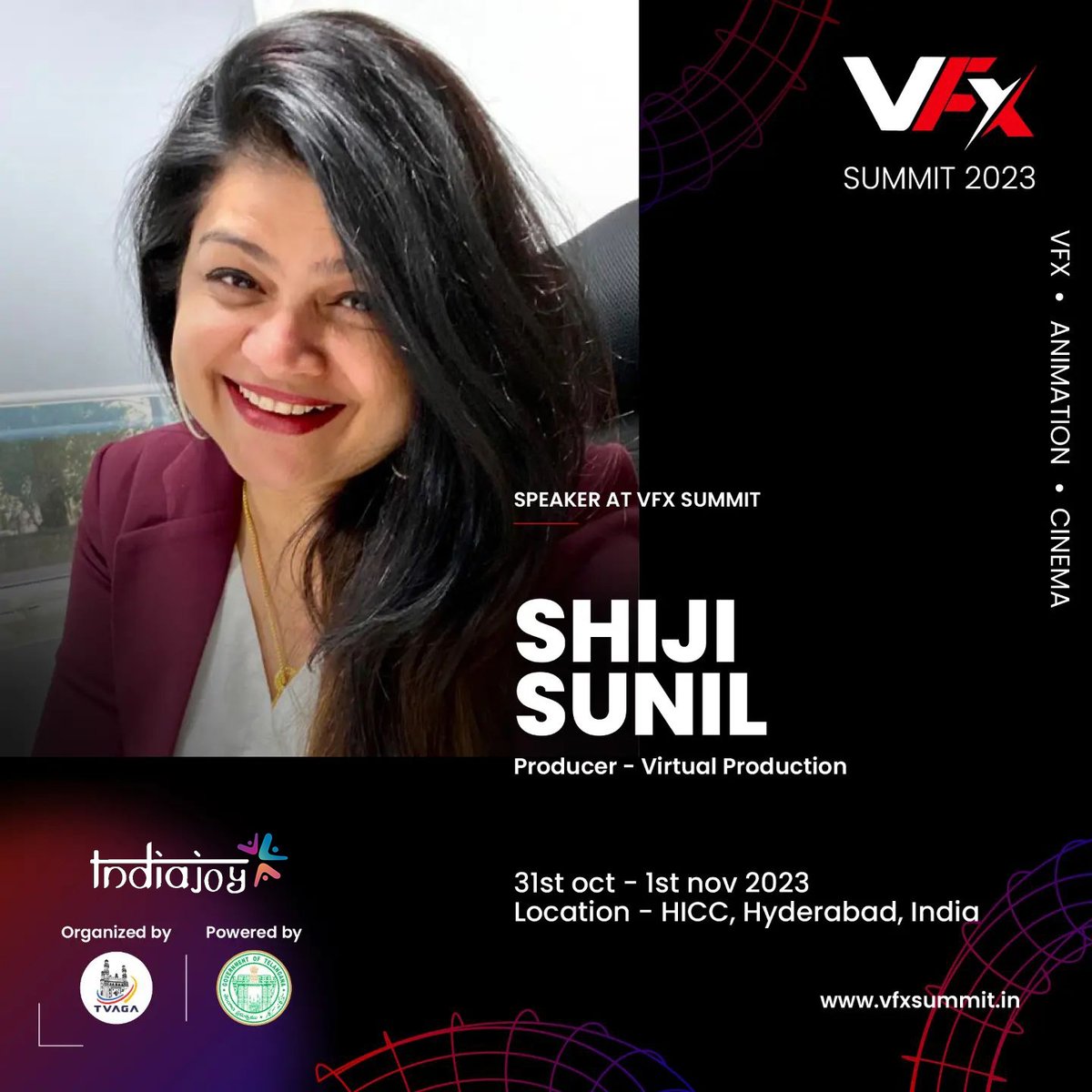 Welcome to INDIAJOY 2023. India's Largest Media & Entertainment Summit happenig 31st OCT to 4th NOV, at HICC NOVOTEL Hyderabad, Telangana, India. This 5 Day's 'GALA EVENT': VFX Summit, Desi Toons, Cinematica,AsifaIndia and IGDC.. For Registrations: vfxsummit.in/book-tickets.p…