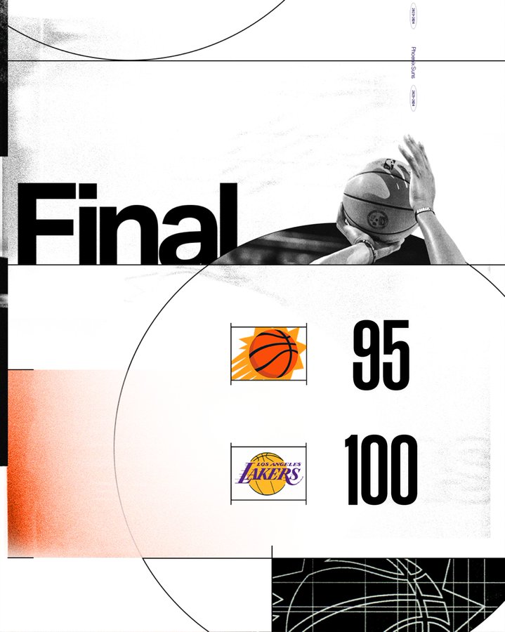 Final score: Suns 95, Lakers 100