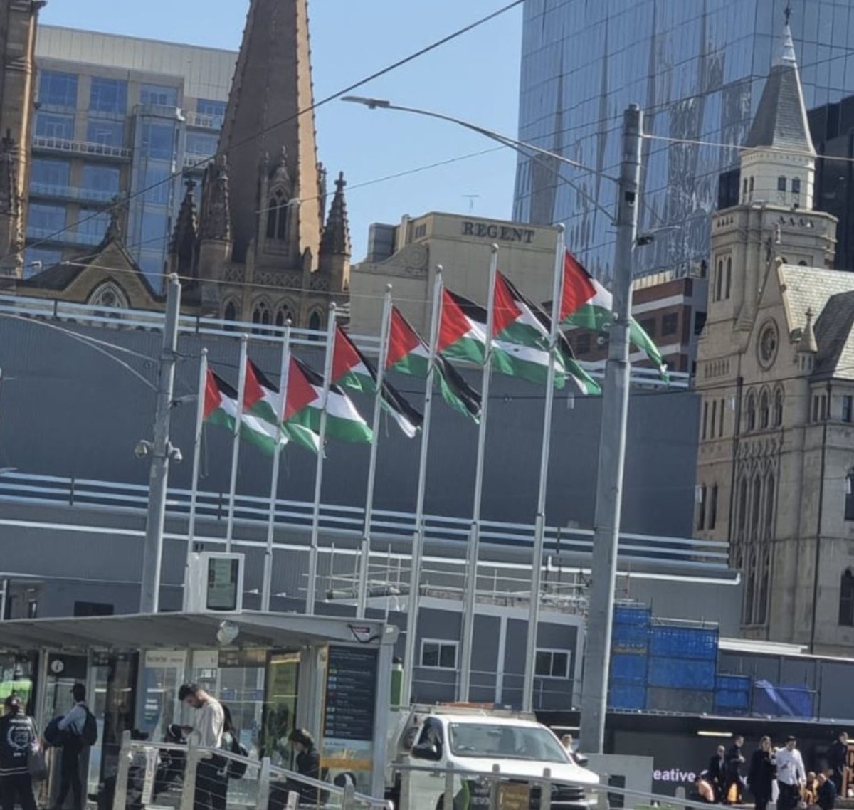 Why are these flags flying in the middle of Melbourne? @cityofmelbourne?