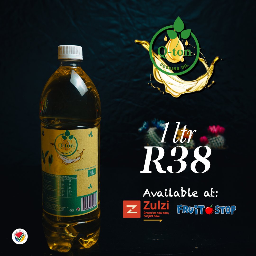 Qton_cookingoil's tweet photo. 🚨Q-ton cooking oil🚨
Happy Friday! As we end the week, here is a 🔌🔌 for you "Q-ton cooking oil.Available @Zulzi_SA  &amp; Fruit Stop Wonderboom. Food Prices is about to get out of control, Bookmark this for future use. 
 #VhuvhambadziDrive #the7-1 #WorldRugby #JohnMaputla https://t.co/6O2yvDRKka