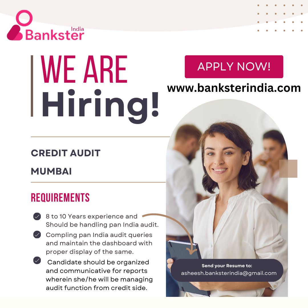 Bankster_India's tweet photo. Active Positions #mumbai

Share Your CV at asheesh.banksterindia@gmail.com
Visit our website: https://t.co/QWaJmOZ2Bo
Register Yourself and Get your Dream Job NOW
Follow our social media pages for latest updates:
https://t.co/3eB6fIGqVS
#job #banksterindia #jobportal #recruitment https://t.co/0ECD4Pp2SS