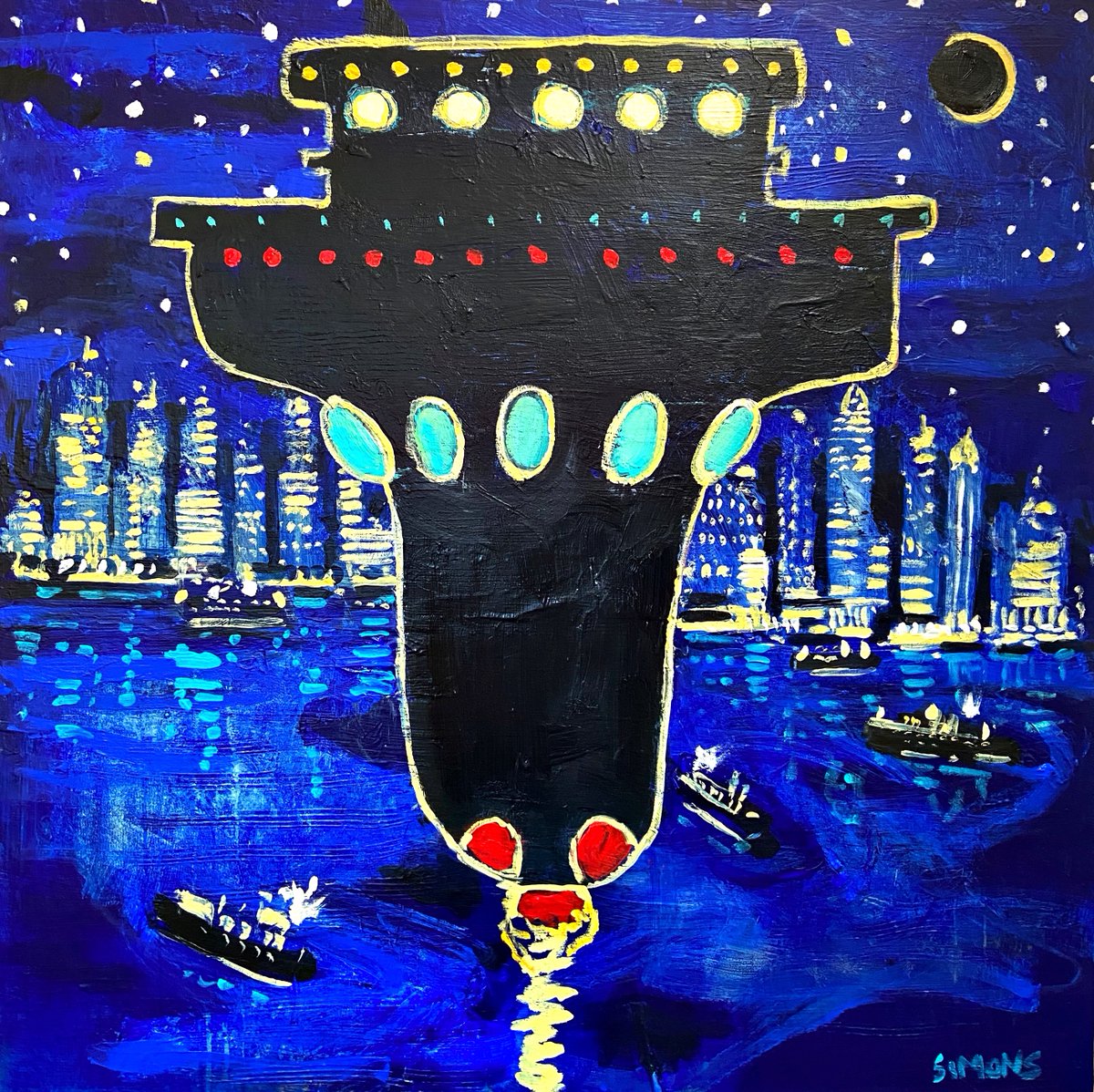 briansimons's tweet photo. "UFO ON THE HUDSON" 36x36" acrylic/canvas. Comments welcomed. https://t.co/4jsuAWwYHe