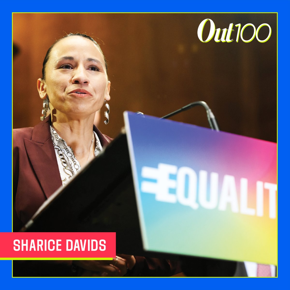 Congratulations to #Out100 honoree @sharicedavids! “Right now, LGBTQ+ youth face significantly higher rates of suicide than others their age, so it’s important they know folks like me see them and are fighting for them. It can save lives,” says Davids. ⬇️ out.com/out100/groundb…