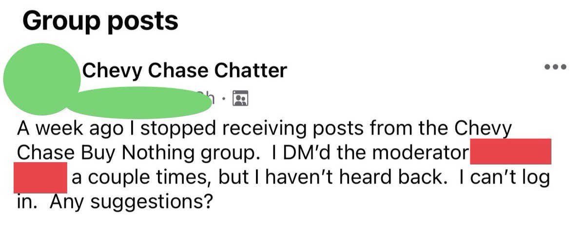 Best_ChevyChase's tweet photo. Neighborhood hoarder, often the first to claim free things and often advertises FB sales, yard sales, and free giveaways, seemingly ghost dropped from Buy Nothing Group and doesn’t know why https://t.co/6BnNlQk1PV