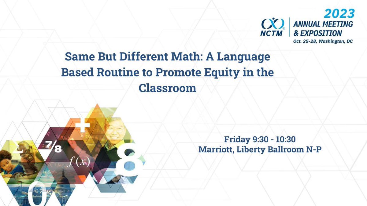 If you’re at #NCTMDC23 and you want to learn more about the Same But Different Math routine, come and see me at 9:30 Friday. #looneymath