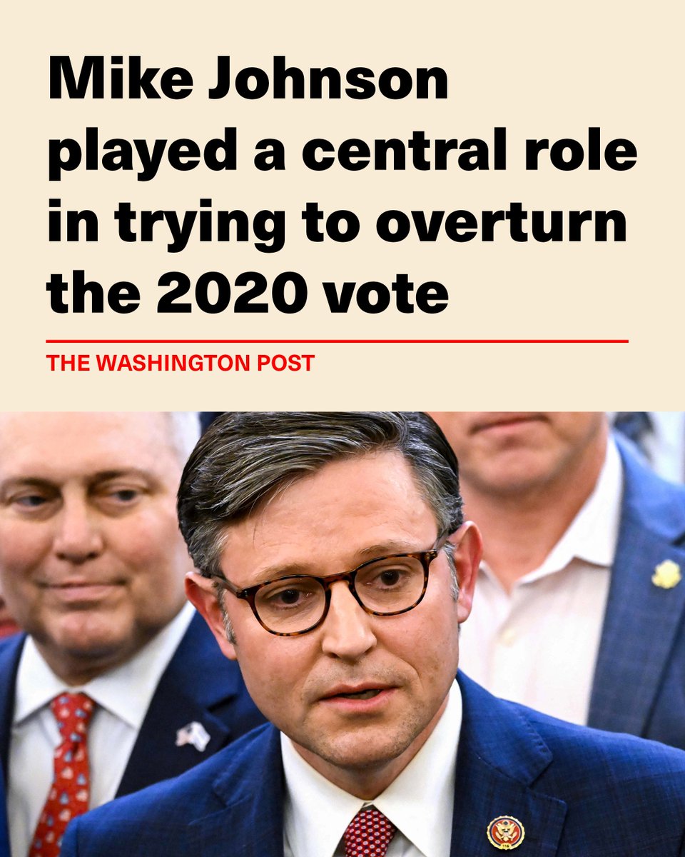 HouseJudiciary's tweet photo. MAGA Speaker Mike Johnson was a chief architect of former President Trump’s plot to overturn the 2020 election. https://t.co/szfMxgBjLd