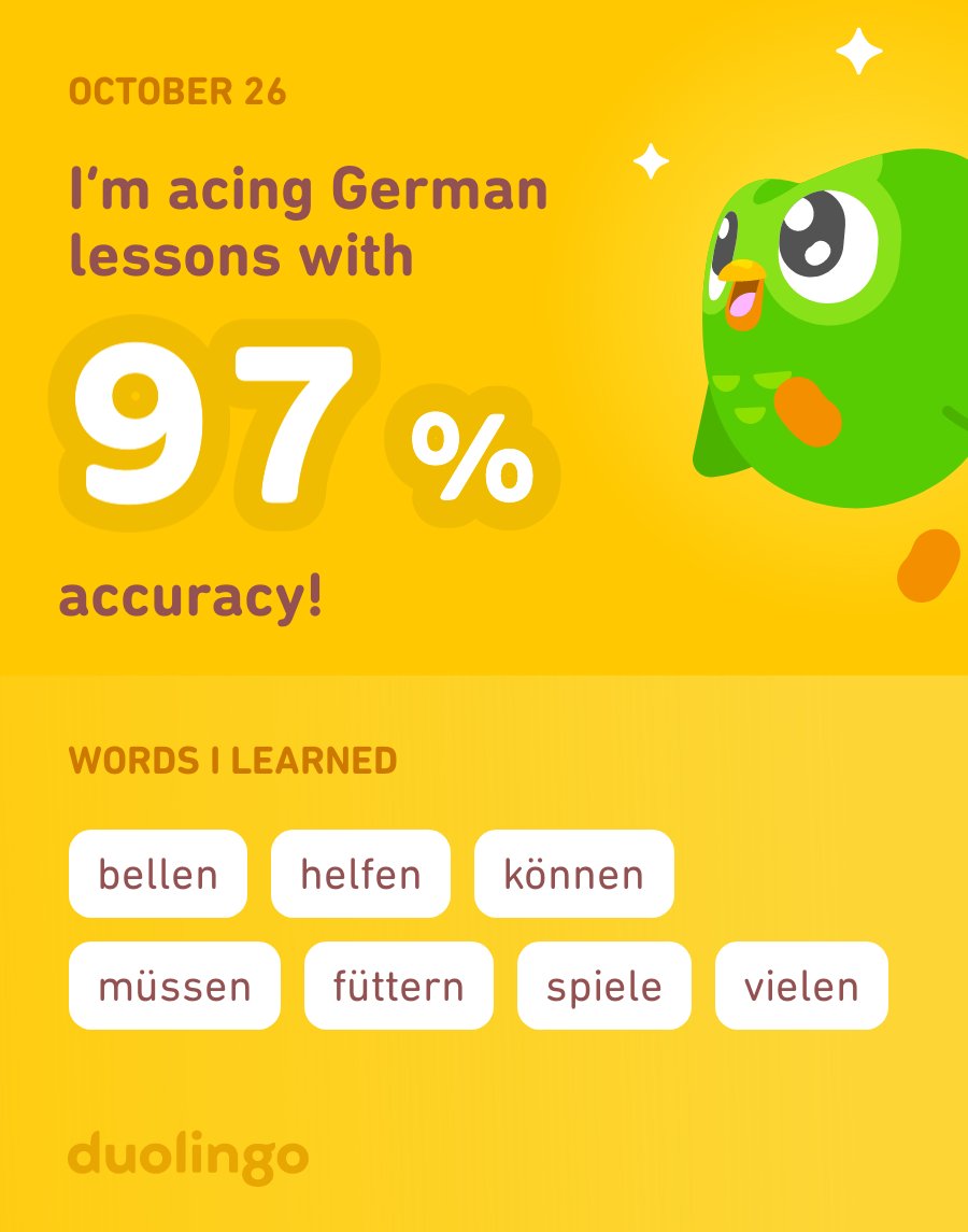 JoeyaLowe's tweet photo. I’m learning German on Duolingo! It’s free, fun, and effective. https://t.co/1ehgtnQkuw