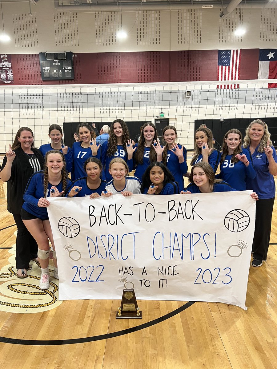 8th grade D1 volleyball is back to back District Champions!! #ringonit #eagles