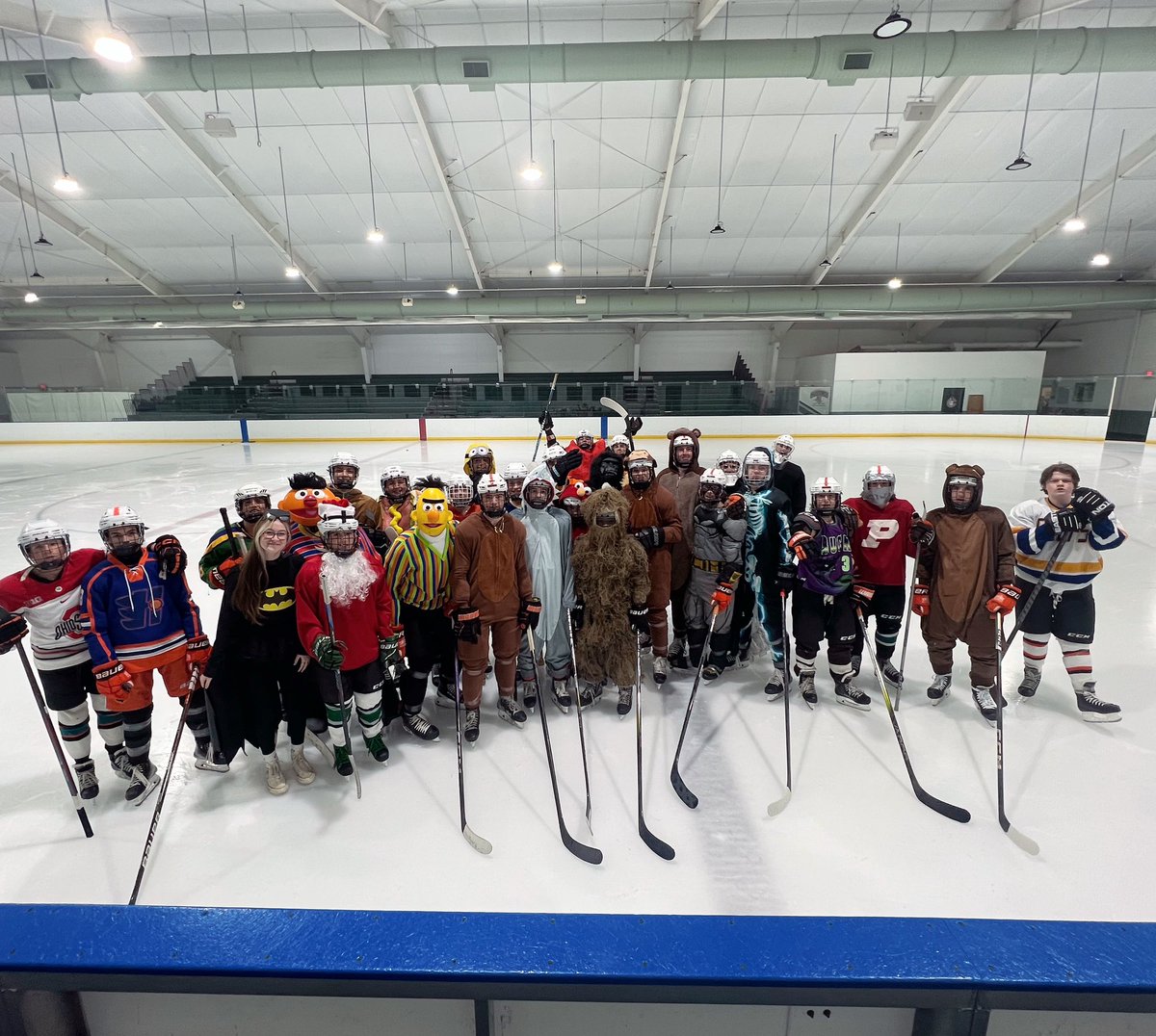 Last captain’s skate before tryouts and the seniors planned a little costume skake. #paduahockey #family #letsgetstarted