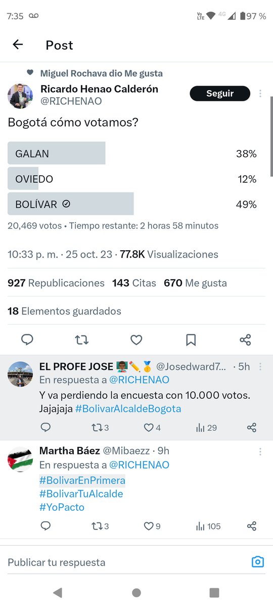 NievesJairo's tweet photo. @jarizabaletaf Guardemos este trino del sr Arizabaleta, el domingo se resuelve todo, saludos @GustavoBolivar https://t.co/Z53Mooa6MY