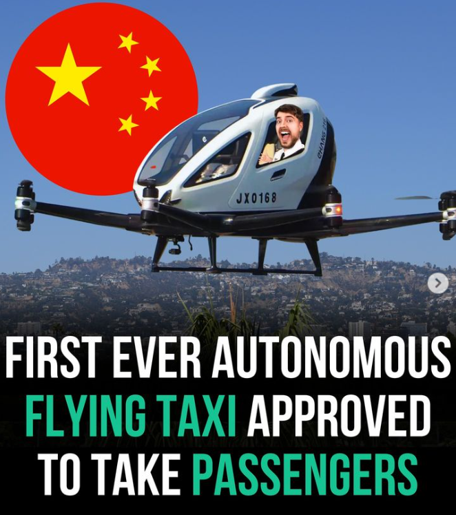homebizguru247's tweet photo. 🚁China just made history! 🇨🇳 The first country to give the green light for autonomous flying taxis! 💯 EHang's E216-S air taxi got the approval from the Civil Aviation Administration of China (CAAC). 🎉 Looks like the future is taking off, literally! 🚀 #AutonomousTaxis #ChinaFirst