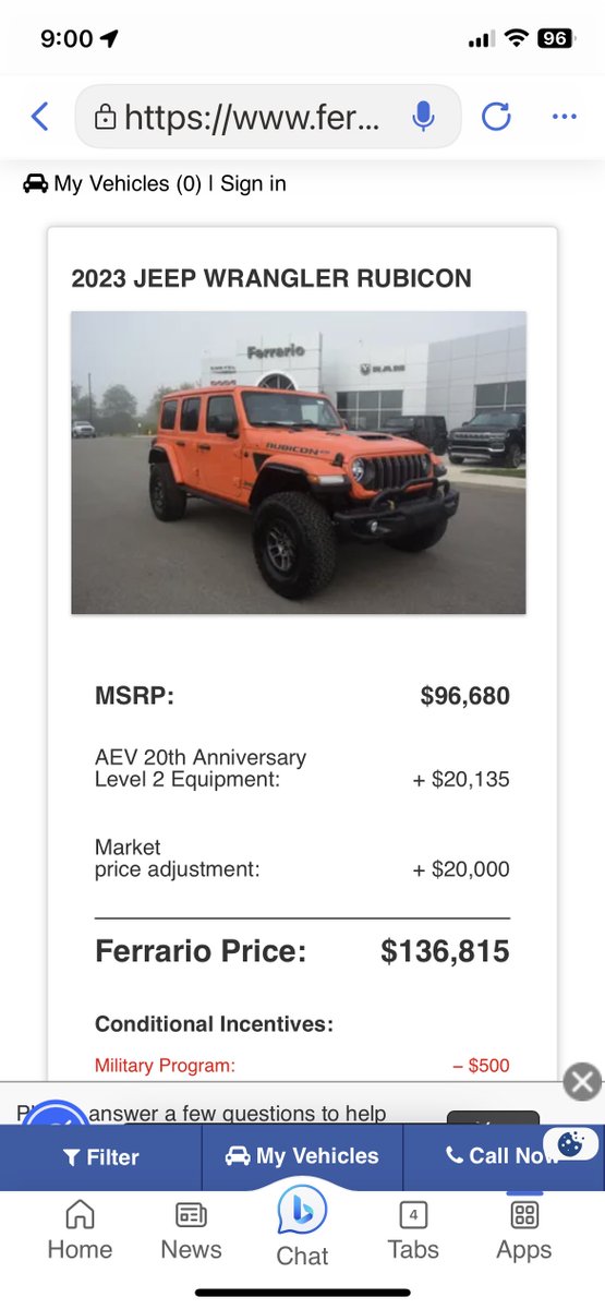 $40,000 over MSRP!!
#jeep @jeep <a href="/THEJeepMafia/">The Jeep Mafia</a> <a href="/JohnsJeepGarage/">John’s Jeep Garage</a> #wrangler #jeeplife <a href="/WyomingJeepers/">Wyoming Jeepers</a>