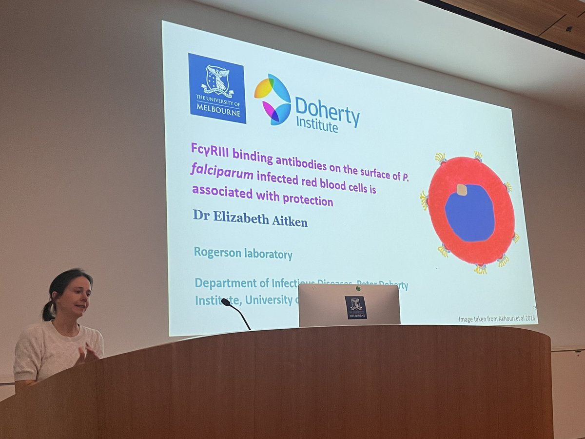 Elizabeth Aitken follows with a talk on FcγRIIIA binding antibody on the surface of Plasmodium falciparum infected red blood cells is associated with protection.

#MIM2023
#malariamelb23