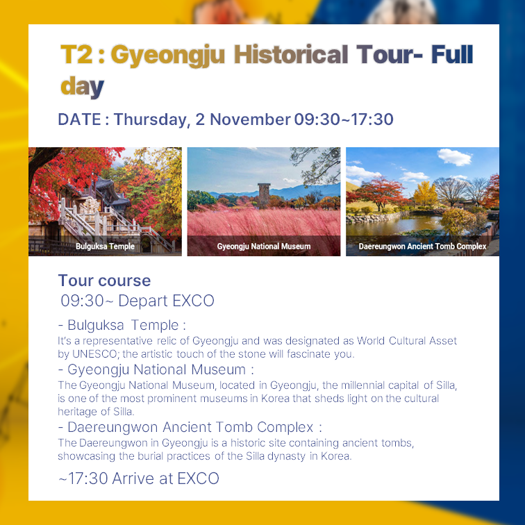 FAOPS2023's tweet photo. FAOPS 2023 
Program Details &amp; Tour/Transportation Information

- Symposium: S54 / S55
- Optional Tour Program: T02
- How to get to EXCO

Nov. 1-4, 2023, Daegu, Korea
The Future of Physiology is Today
#Physiology #FAOPS #Daegu https://t.co/KGCYvHMOuU