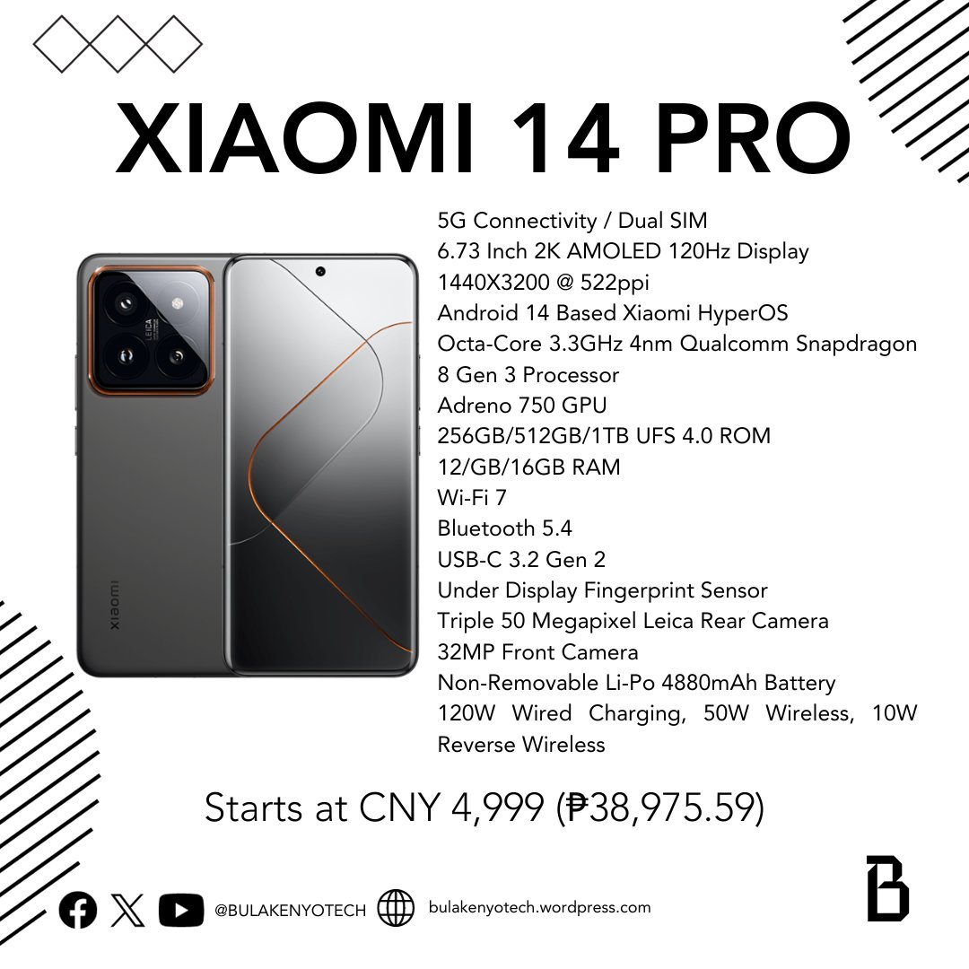 BulakenyoTech's tweet photo. LOOK: The Xiaomi 14 Series was Launched in China yesterday. Here's some Quick info.

Read More Here:

https://t.co/EWvAKLmP15 https://t.co/8eYhZOmSHG