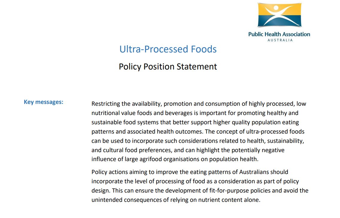 The Public Health Association of Australia has released its policy statement on ultra-processed foods! It's fantastic to have the support of Australia's peak public health body for policies on UPFs. phaa.net.au/documents/item… phaa.net.au/documents/item…
