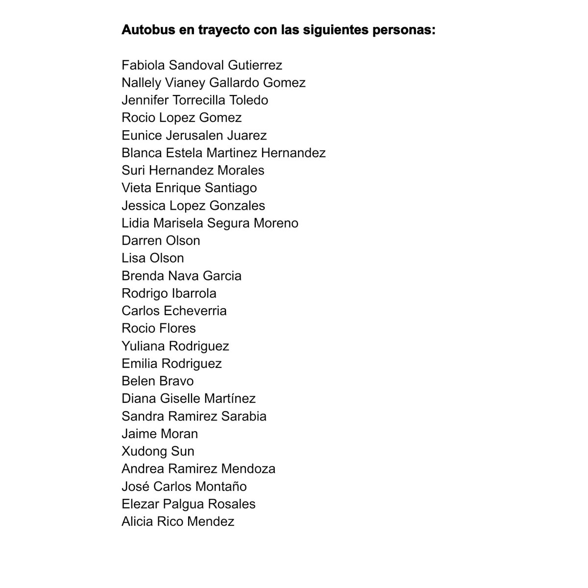 #INFORMACION #CIM2033 #Acapulco

Lista de personas que son trasladadas en autobús desde Acapulco.