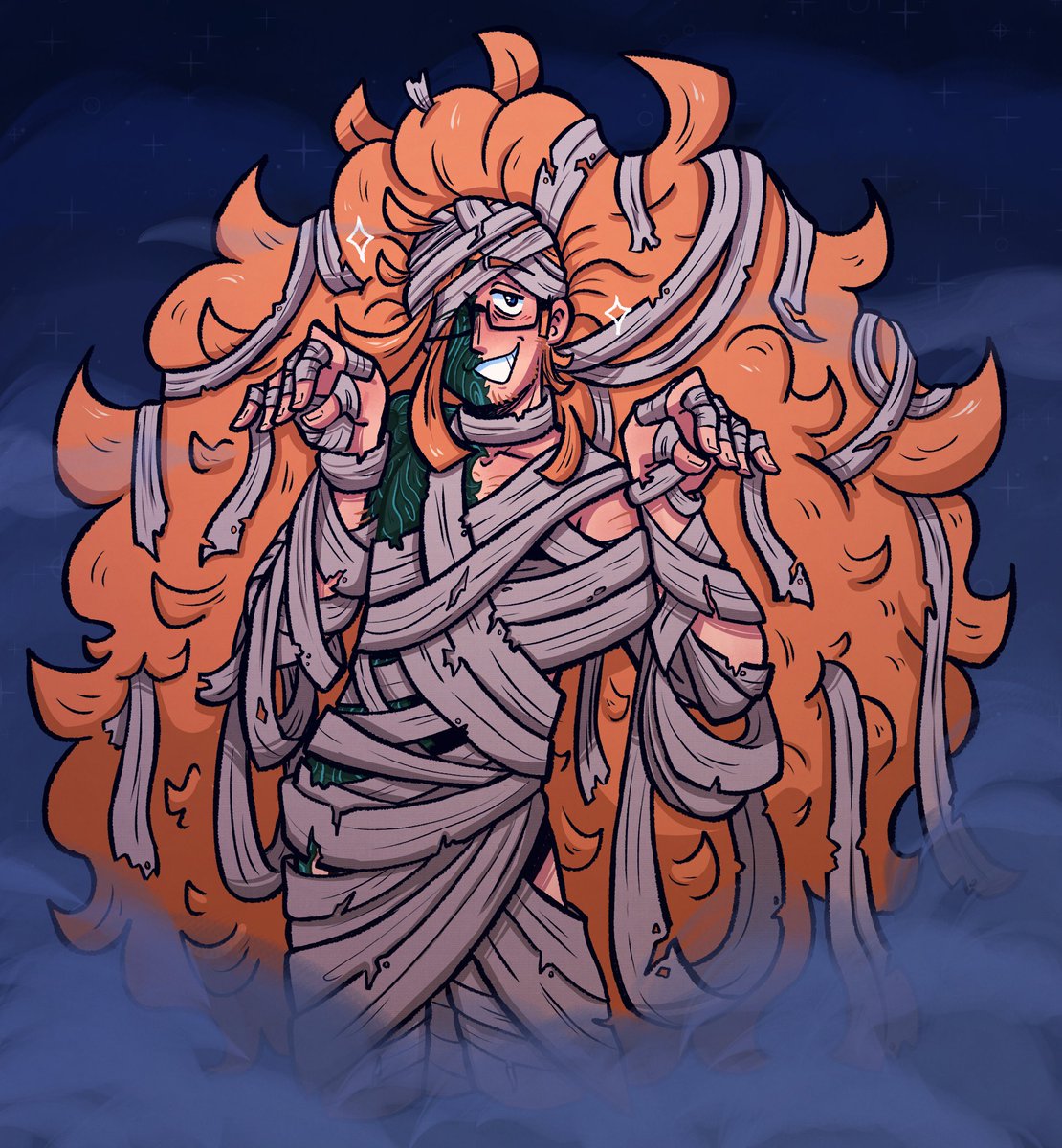 It's almost Halloween, here's my boy Dr Abyssal in a mummy costume :3🎃